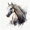 AI generated illustration of a watercolor painting of a white horse on an empty white background
