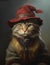 AI generated illustration of a whimsical feline dons a charming hat and stylish jacket
