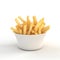 AI generated illustration of A white ceramic bowl filled with crunchy golden French fries