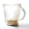 AI generated illustration of a white plastic bag recycled into a mug, isolated on a white background