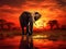 Ai Generated illustration Wildlife Concept of Africa Elephant Sunrise Sunset Wildlife