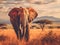 Ai Generated illustration Wildlife Concept of African Elephant Masai Mara National Park Kenya.