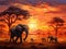 Ai Generated illustration Wildlife Concept of African Elephants Landscape