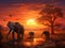 Ai Generated illustration Wildlife Concept of African Elephants Landscape