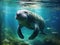 Ai Generated illustration Wildlife Concept of Antillean manatee (Trichechus manatus manatus).