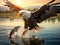 Ai Generated illustration Wildlife Concept of Bald Eagle Catching Fish