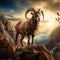 Ai Generated illustration Wildlife Concept of Barbary Sheep on cliff