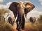 Ai Generated illustration Wildlife Concept of Big tusker elephant