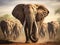 Ai Generated illustration Wildlife Concept of Big tusker elephant