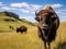 Ai Generated illustration Wildlife Concept of Bison in Grasslands Wind Cave National Park South Dakota