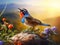 Ai Generated illustration Wildlife Concept of Bluethroat singing