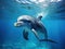 Ai Generated illustration Wildlife Concept of Bottlenose dolphin (tursiops truncatus) underwater view