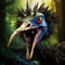 Ai Generated illustration Wildlife Concept of Cassowary Gaping