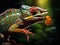 Ai Generated illustration Wildlife Concept of Chameleon catches cricket