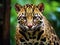 Ai Generated illustration Wildlife Concept of Close up ocelot big cat costa rica