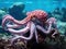 Ai Generated illustration Wildlife Concept of Close-up view of a Common Octopus