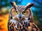 Ai Generated illustration Wildlife Concept of Cute Funny Quizzical Great Horned Owl