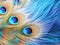 Ai Generated illustration Wildlife Concept of Detail of peacock feather eye