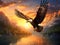 Ai Generated illustration Wildlife Concept of Eagle and fantastic sunset