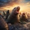 Ai Generated illustration Wildlife Concept of Elephant Seals Antarctica
