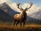 Ai Generated illustration Wildlife Concept of Elk wapiti bull antlers