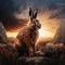 Ai Generated illustration Wildlife Concept of European hare (Lepus europaeus)