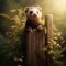 Ai Generated illustration Wildlife Concept of Ferret on a POST