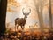 Ai Generated illustration Wildlife Concept of Foggy Whitetail Deer Buck