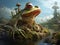 Ai Generated illustration Wildlife Concept of Frog eating head on view