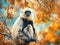 Ai Generated illustration Wildlife Concept of Gibbon sitting in tree