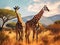 Ai Generated illustration Wildlife Concept of Giraffes South Africa