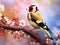 Ai Generated illustration Wildlife Concept of goldfinch perched