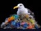 Ai Generated illustration Wildlife Concept of Gull Trapped In Plastic