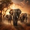 Ai Generated illustration Wildlife Concept of Herd of elephants kruger national park South Africa