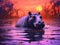 Ai Generated illustration Wildlife Concept of and hippo in the Okavango Delta of Botswana.