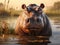 Ai Generated illustration Wildlife Concept of Hippo s (Hippopotamus amphibius)