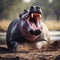 Ai Generated illustration Wildlife Concept of Hippo yawn