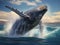 Ai Generated illustration Wildlife Concept of Humpback whale breaching