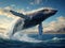 Ai Generated illustration Wildlife Concept of Humpback whale breaching