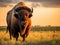 Ai Generated illustration Wildlife Concept of Impressive American Bison On The Kansas Plains