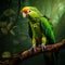 Ai Generated illustration Wildlife Concept of An Isolated green parrot(Amazon ochrocephala)
