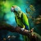 Ai Generated illustration Wildlife Concept of An Isolated green parrot(Amazon ochrocephala)