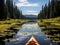 Ai Generated illustration Wildlife Concept of Kayaking through wetlands and forest in Oregon