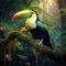 Ai Generated illustration Wildlife Concept of Keel Billed Toucan.