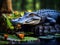 Ai Generated illustration Wildlife Concept of Large American Alligator Okefenokee Swamp National Wildlife Refuge