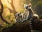 Ai Generated illustration Wildlife Concept of Lemur catta of Madagascar
