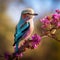 Ai Generated illustration Wildlife Concept of Lilac Breasted Roller Perched