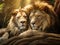 Ai Generated illustration Wildlife Concept of Lion couple