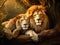 Ai Generated illustration Wildlife Concept of Lion couple