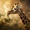 Ai Generated illustration Wildlife Concept of Masai Giraffe Eating Acacia Leaves